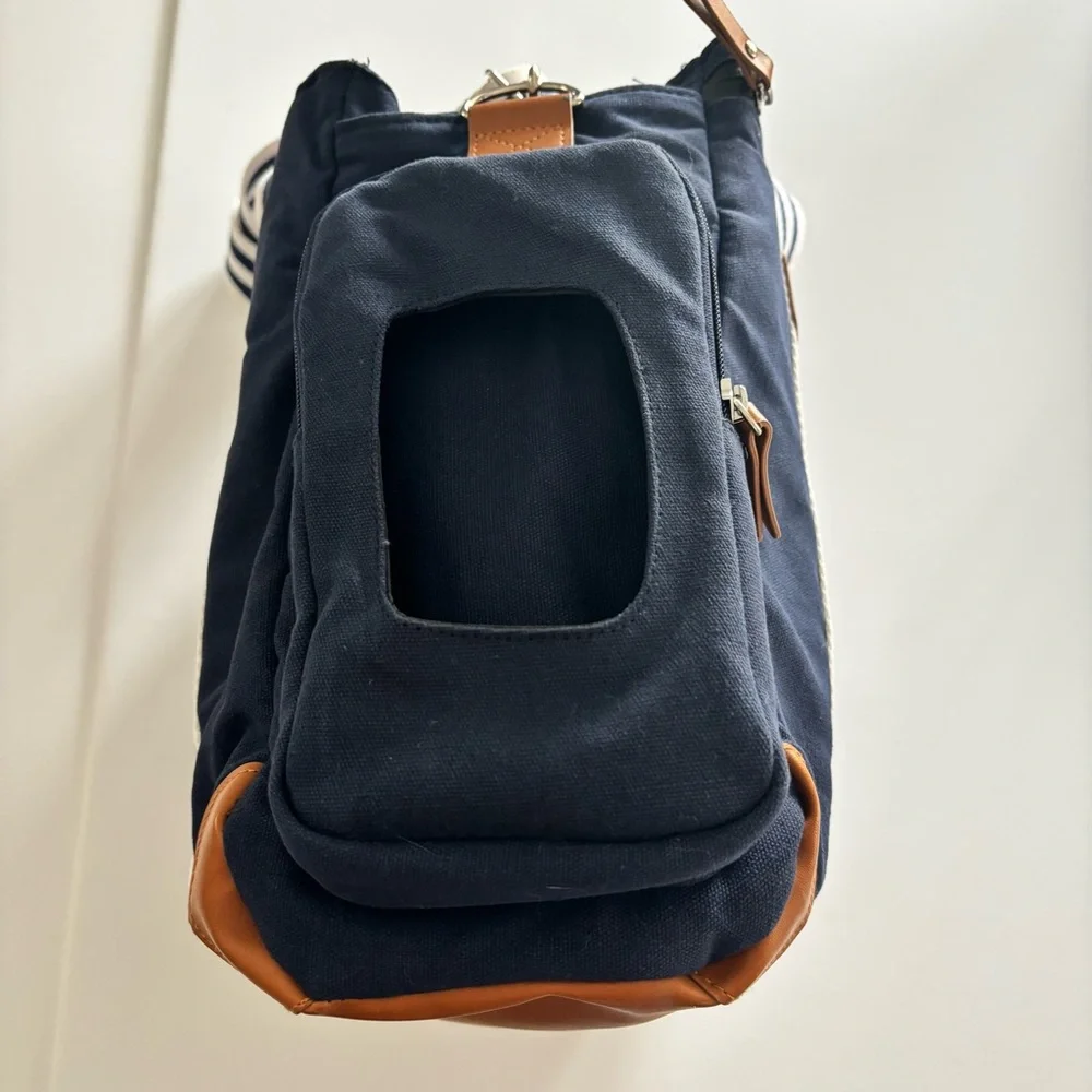 Baby K’tan Navy Canvas Diaper Bag Tote Insulated Bottle Pocket Paci Pouch
